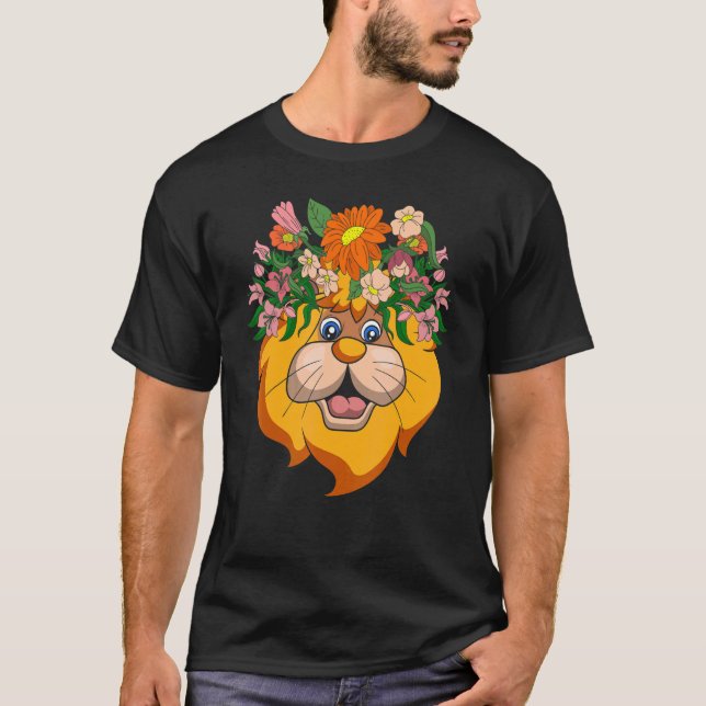 Camiseta Flores de jardín África Safari Animal Cute Lion (Anverso)