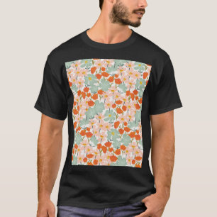 Camiseta Flores de jardín: rosa, naranja sin costuras