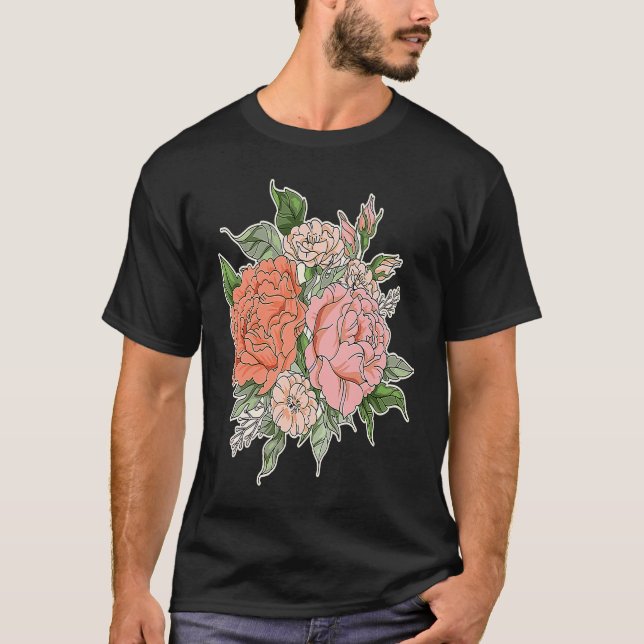 Camiseta flores de jardín y flores de mariposa (Anverso)