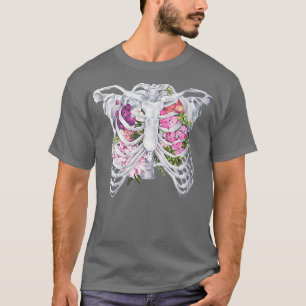 Camiseta Flores de jaula de la costilla del esqueleto Regal