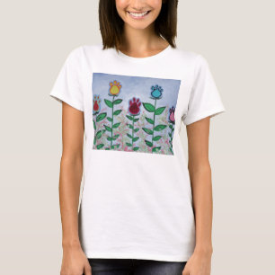 Camiseta Flores de la impresión de la pata