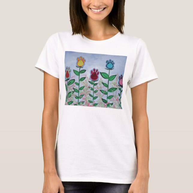 Camiseta Flores de la impresión de la pata (Anverso)