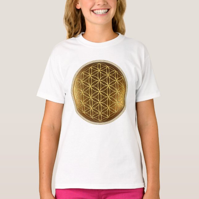 Camiseta FLORES DE LA VIDA - Geometría Sagrada Medaillon 1 (Anverso)