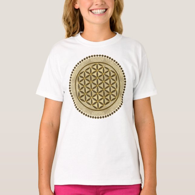 Camiseta FLORES DE LA VIDA - Símbolo de geometría sagrada A (Anverso)