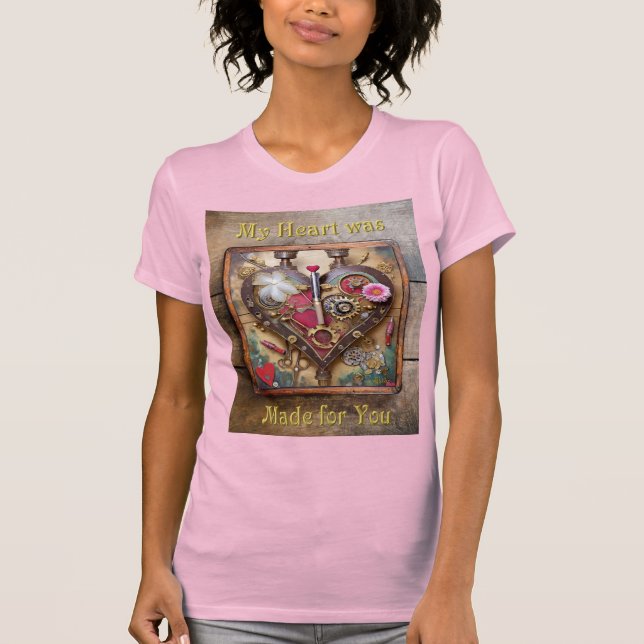 Camiseta Flores de Labial Corazón Serie Steampunk (Anverso)
