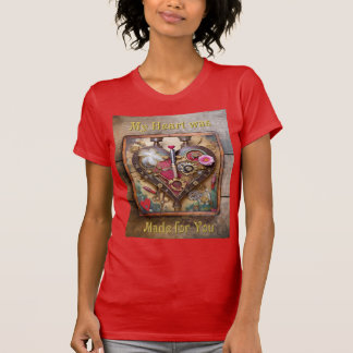 Camiseta Flores de Labial Corazón Serie Steampunk