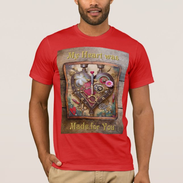 Camiseta Flores de Labial Corazón Serie Steampunk (Anverso)