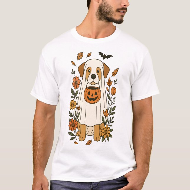 Camiseta Flores de Labrador Retriever de Halloween (Anverso)