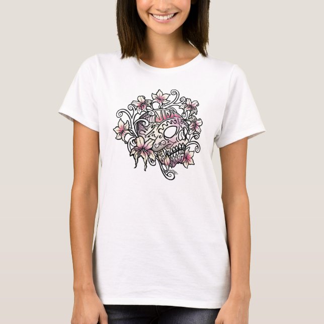 Camiseta Flores de las vides del cráneo del azúcar (Anverso)