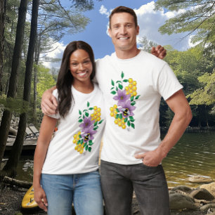 Camiseta Flores de lavanda abeja amarilla
