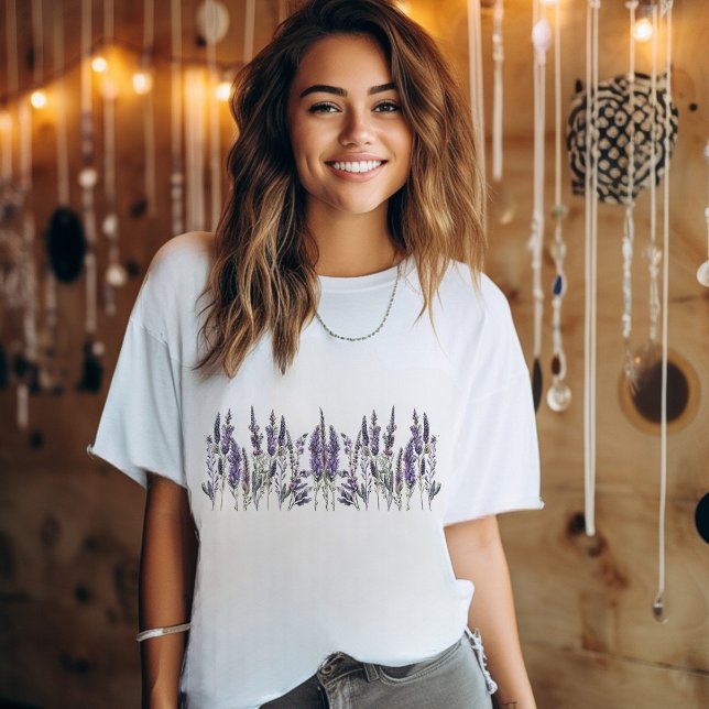 Camiseta Flores de lavanda acuarela (Subido por el creador)