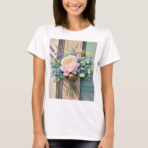 Camiseta Flores de lavanda de Bouquet peonies Rustic
