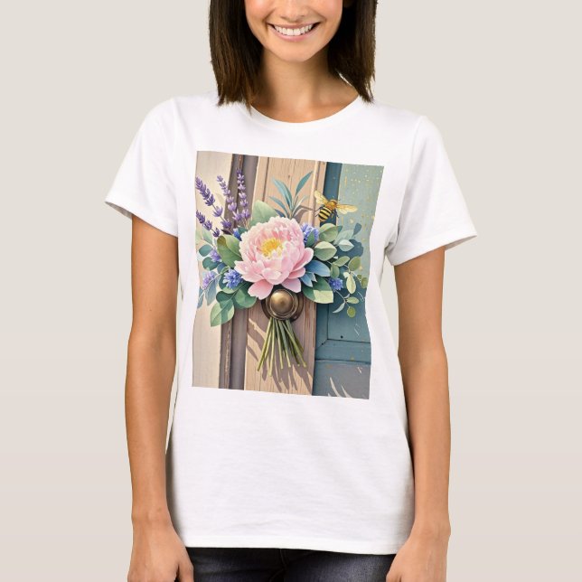 Camiseta Flores de lavanda de Bouquet peonies Rustic (Anverso)