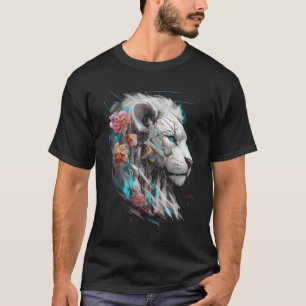 Camiseta Flores de león Ojos Azules Zoológico Animal León
