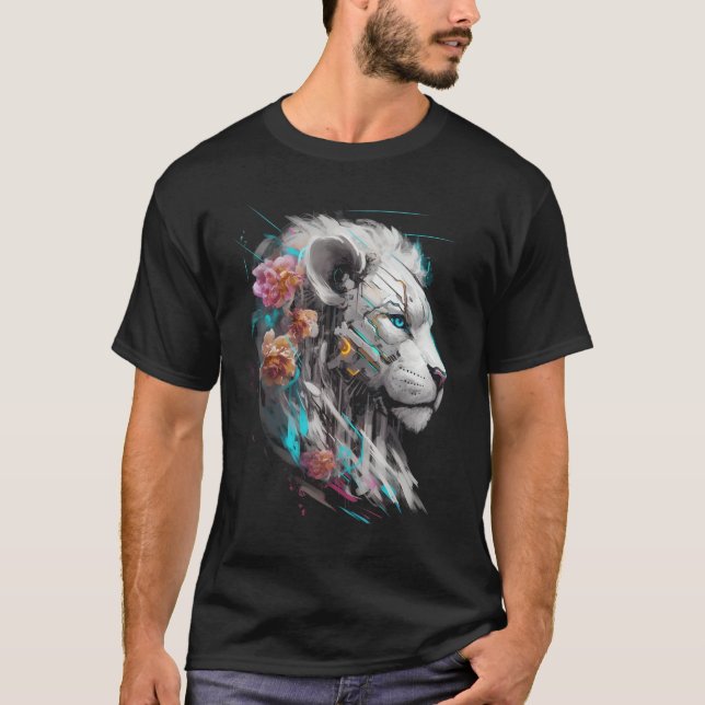 Camiseta Flores de león Ojos Azules Zoológico Animal León 1 (Anverso)