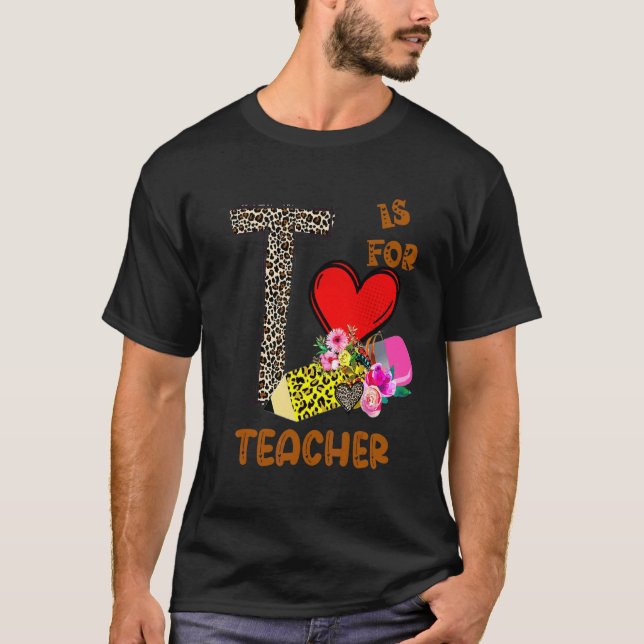 Camiseta Flores de leopardo Lápiz Maestro (Anverso)