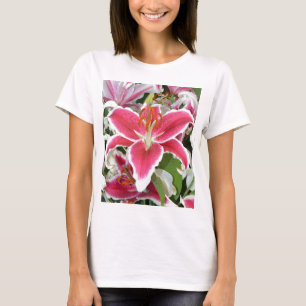 Camiseta Flores de lirio con estrellas rosadas