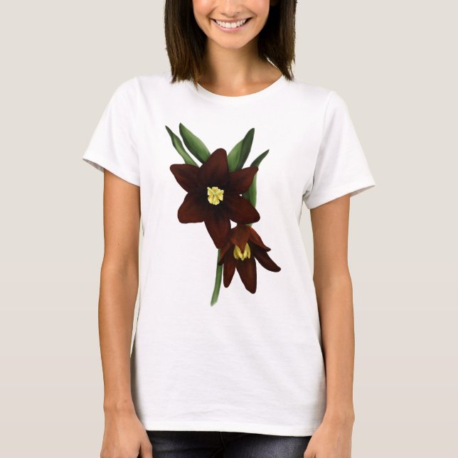 Camiseta Flores de lirio de chocolate ilustradas (Anverso)