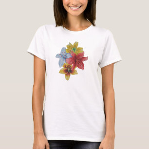 Camiseta Flores de lirio rojo y amarillo con arte floral