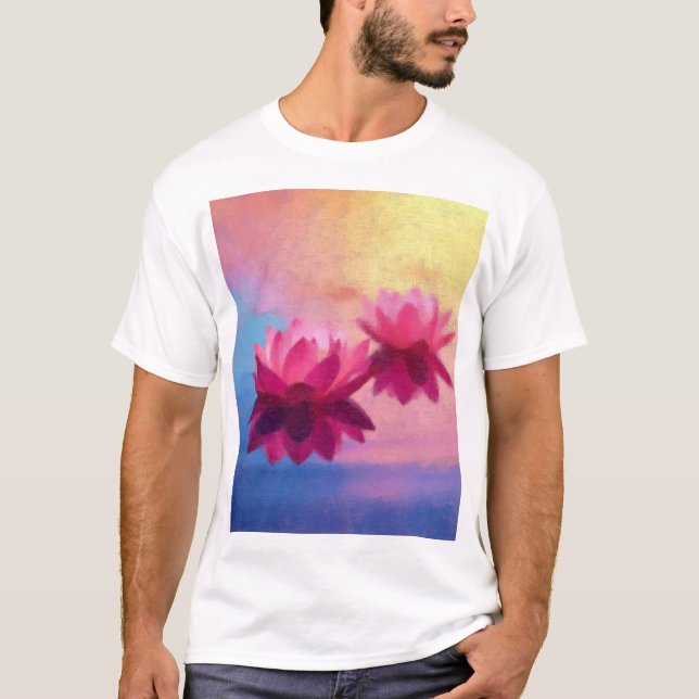 Camiseta Flores de Lotus abstractas y coloridas (Anverso)