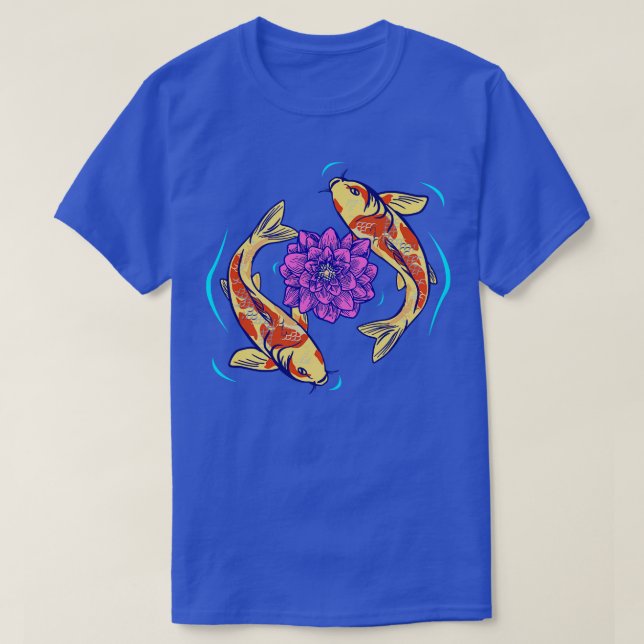 Camiseta Flores de Lotus y peces Koi (Diseño del anverso)