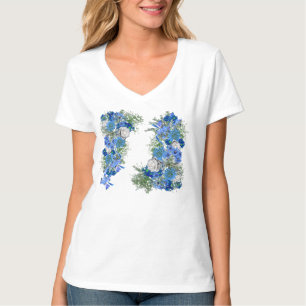 Camiseta Flores de maíz azul y Boda de rosas blancas