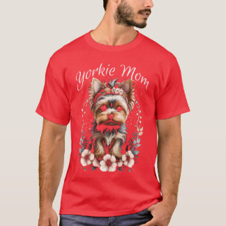 Camiseta Flores de mamá de Yorkie Yorkshire Terrier Perro d