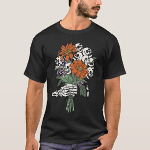 Camiseta Flores de mano de esqueleto Bouquets Hal de época
