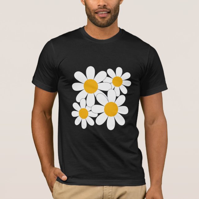 Camiseta Flores de Margarita Blancas Minimalistas (Anverso)