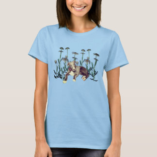 Camiseta Flores de margarita de cachorro gris azul