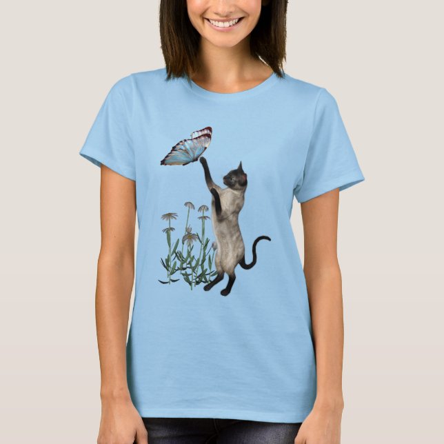 Camiseta Flores de margarita de gatos siameses (Anverso)