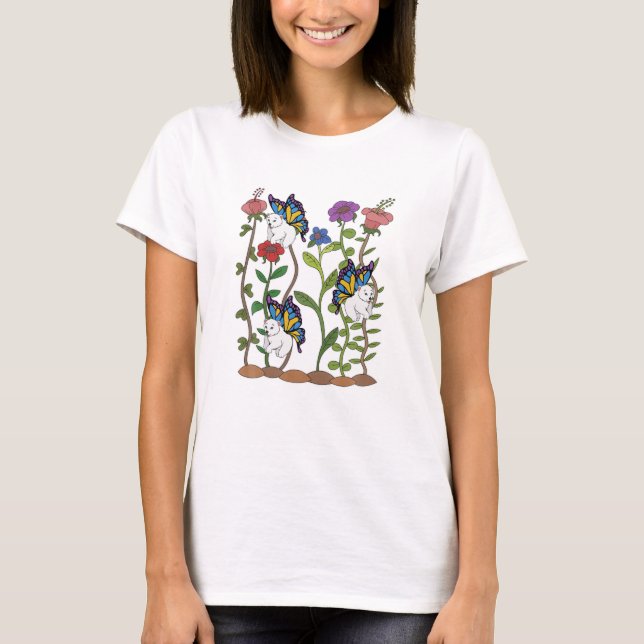 Camiseta Flores de mariposa de fantasía animal (Anverso)