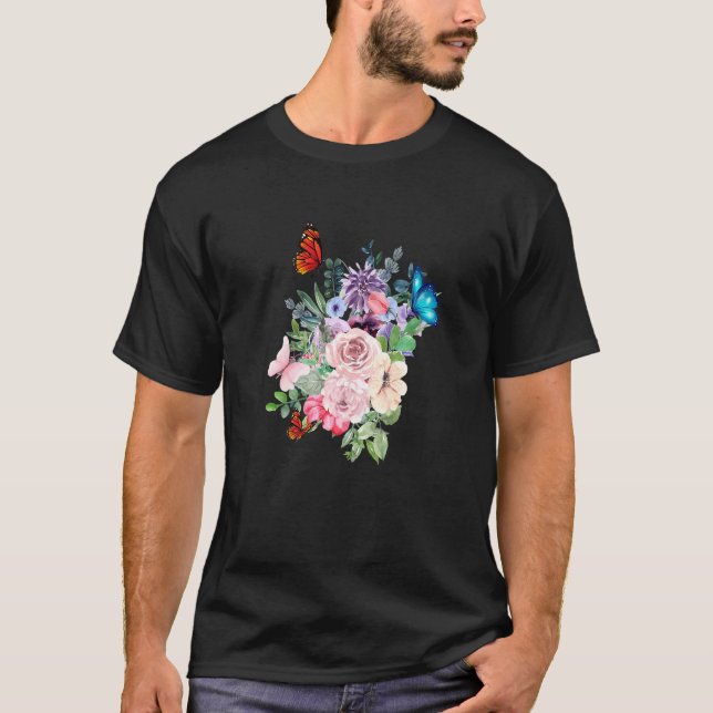 Camiseta Flores De Mariposa Es Fragrancia De Bonito 1 (Anverso)