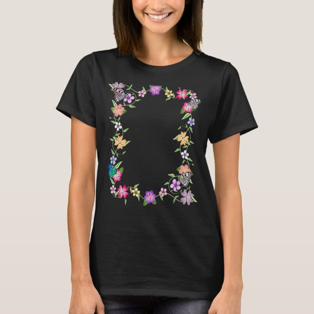 Camiseta Flores de mariposa florecen mariposas florales (Anverso)