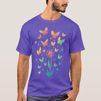 Camiseta flores de mariposa mariposas jardín de flores