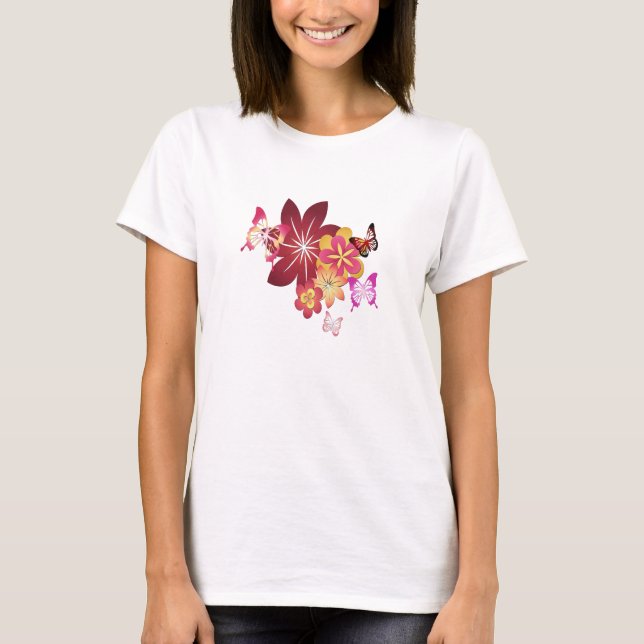 Camiseta Flores de mariposas (Anverso)