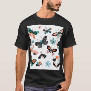 Camiseta Flores de mariposas: Colección de manos dibujadas