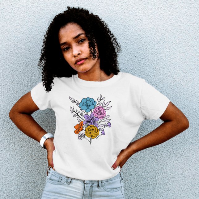 Camiseta flores de moda femeninas elegantes lindas (Subido por el creador)