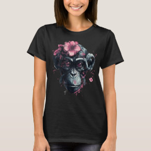 Camiseta Flores de monos Zoológico Animal - Monje de arte R