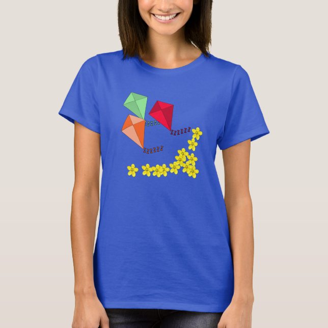 Camiseta Flores de mostaza y cometas Basant Panchami (Anverso)