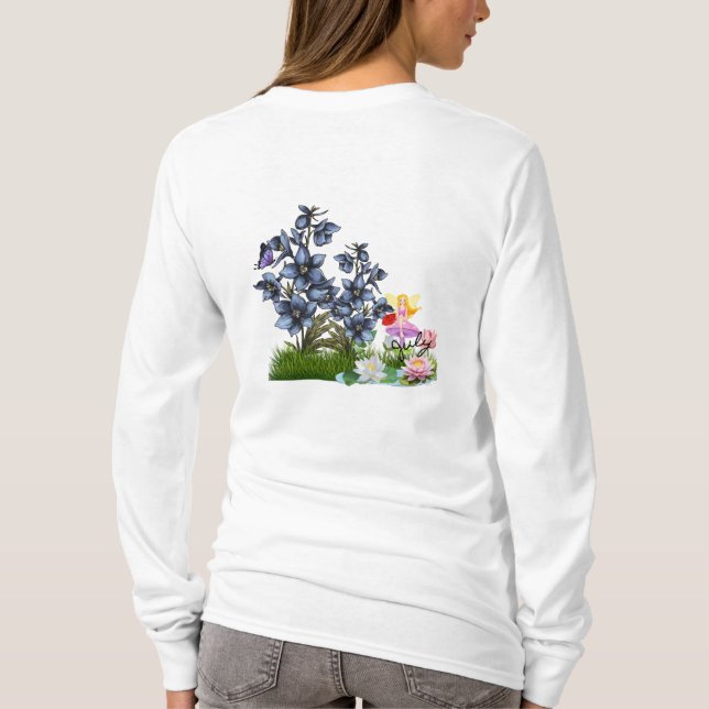 Camiseta Flores de nacimiento y piedra de julio (Reverso)