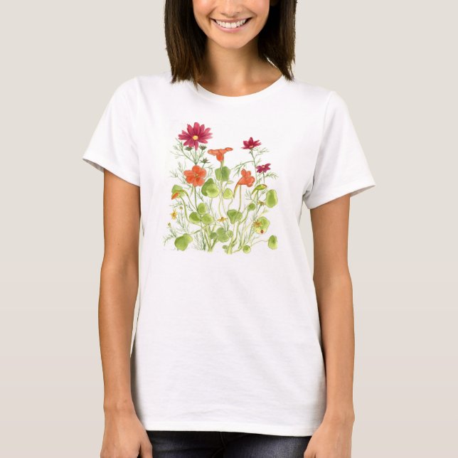 Camiseta Flores de nasturcio de Daisy Ladybugs pintadas (Anverso)
