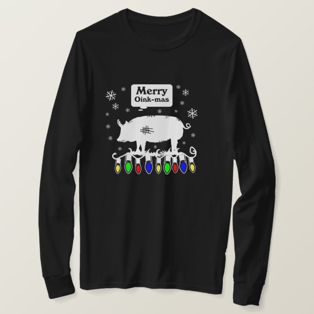 Camiseta Flores de nieve de Merry Oink-Mas (Anverso del diseño)