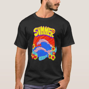 Camiseta Flores de ondas Agua de verano plumas de sol Vacac