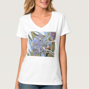 Camiseta Flores de orquídeas de color lavanda azul