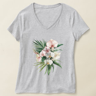 Camiseta Flores de orquídeas tropicales rosadas de bonito