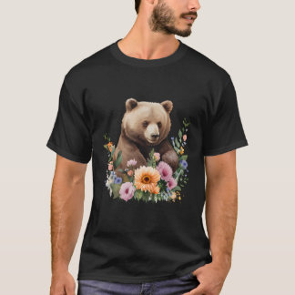 Camiseta Flores de oso animal acuáticas