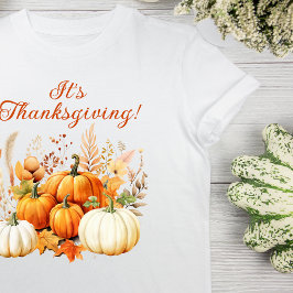 Camiseta Flores de otoño Ropa de calabaza blanca Regalo de 