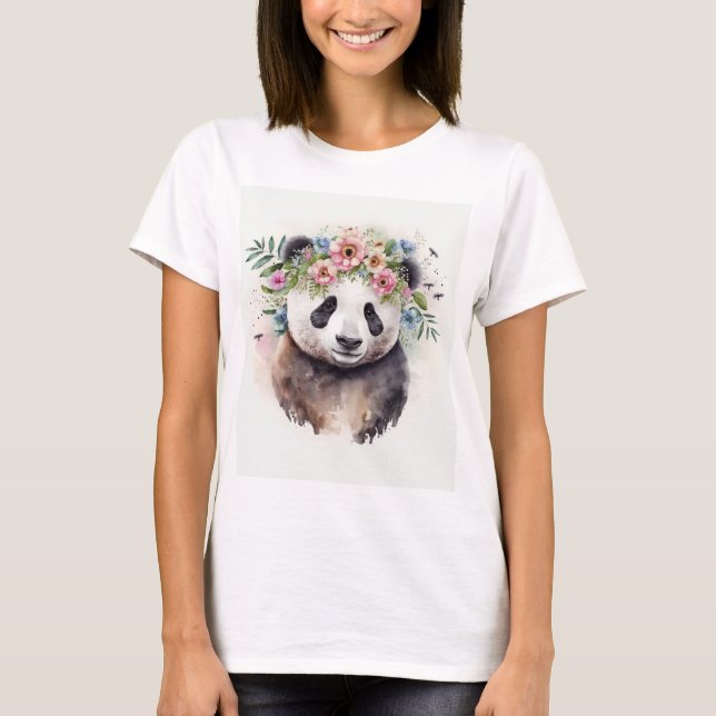 Camiseta Flores de Panda Acuarela                           (Anverso)