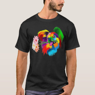 Camiseta flores de papilón de perro de color